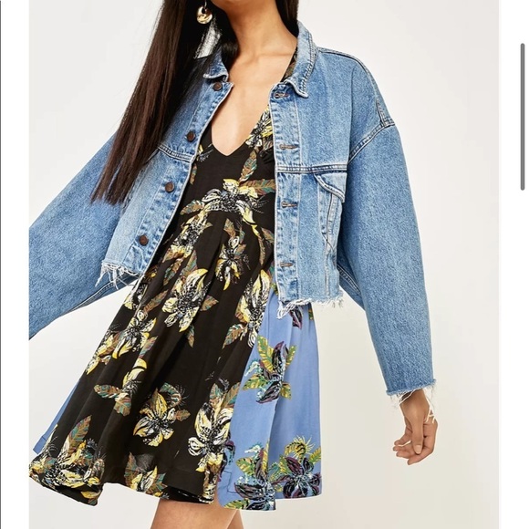 Free People Thought I Was Dreaming Black And Blue Floral Mini Dress XS - Picture 12 of 16
